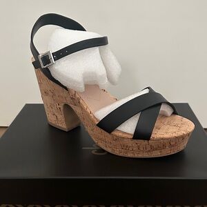 Charles by Charles David Black Cork Platform Heels
